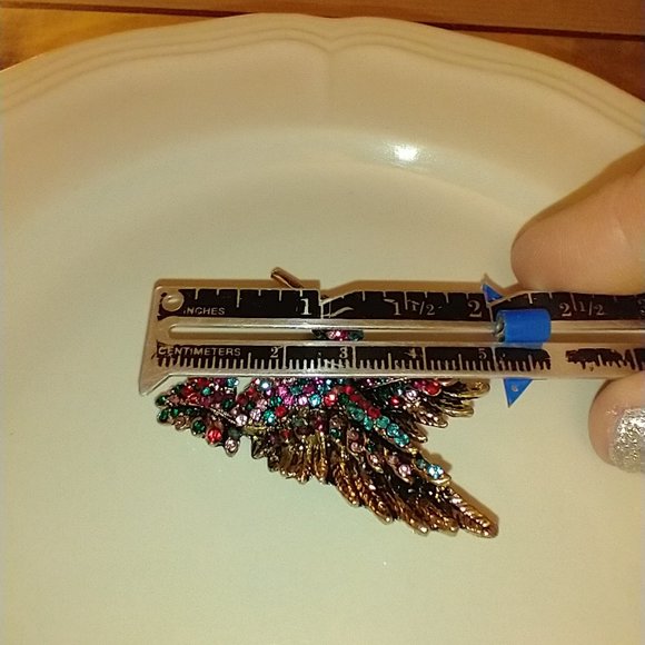 Colorful Rhinestone Hummingbird Brooch - Picture 2 of 4